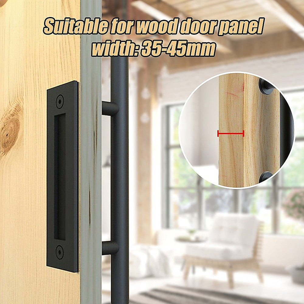 Carbon Steel Door Handle & Flush Pull Wood Door Gate Hardware 12" 8