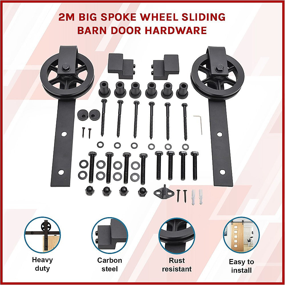 2M Big Spoke Wheel Sliding Barn Door Hardware 3