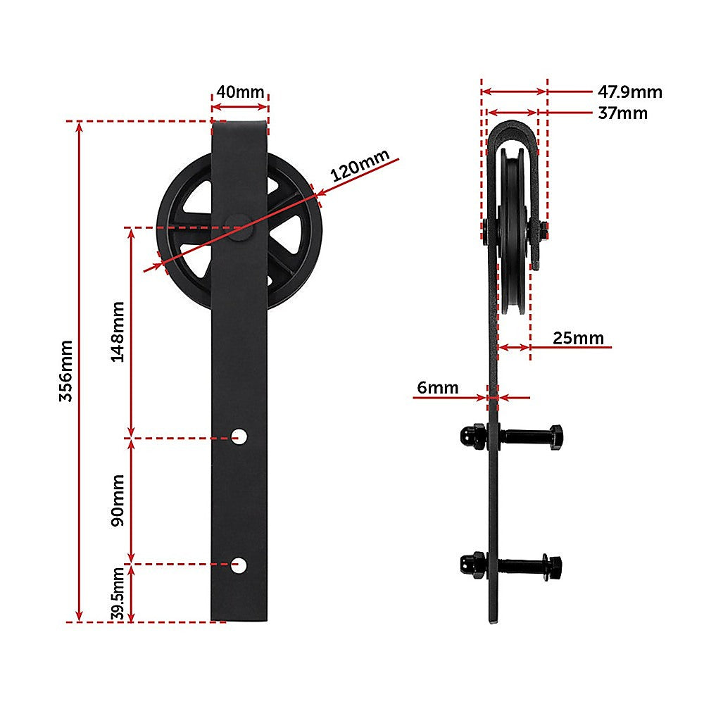 2M Big Spoke Wheel Sliding Barn Door Hardware 12