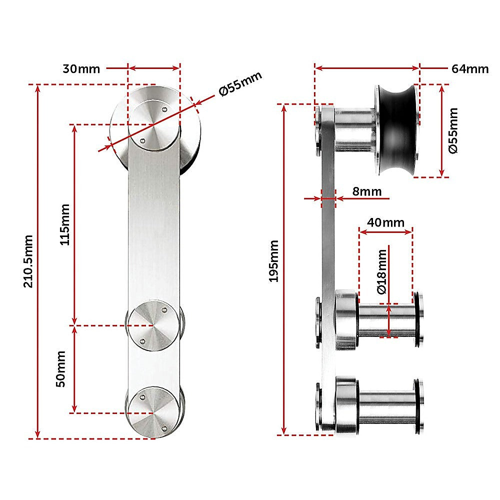 Sliding Barn Door Hardware Stainless Steel 10