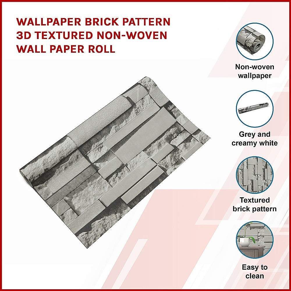 Wallpaper Brick Pattern 3D Textured Non-woven Wall Paper Roll 3