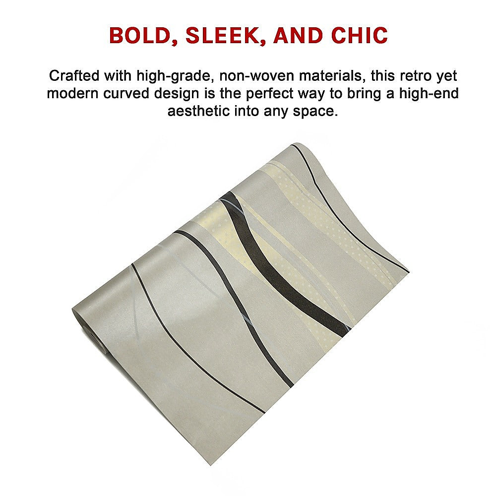 Wallpaper Flocking Simple Curves Non-woven Wall Paper Roll 7