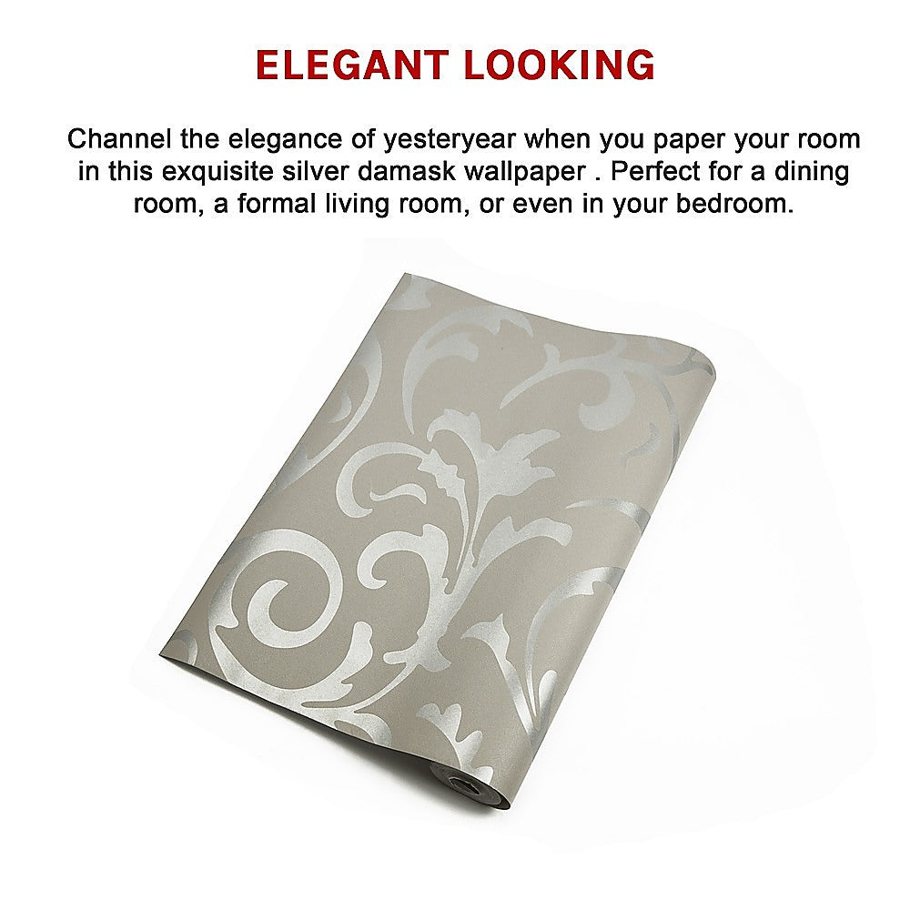 Wallpaper Silver Flower Pattern Non-woven Wall Paper Roll 8