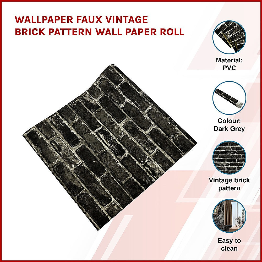 Wallpaper Faux Vintage Brick Pattern Wall Paper Roll 3