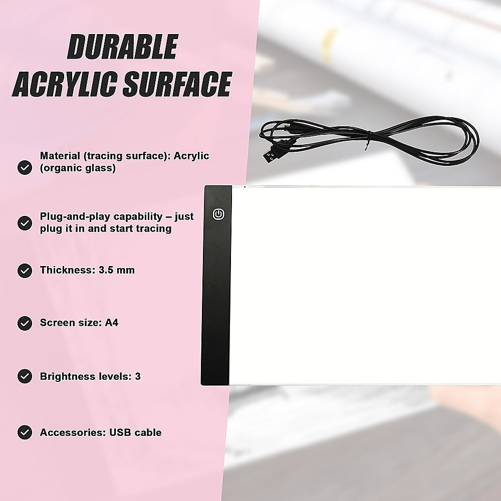 A4 LED Light Box Tracing Board Art Design Stencil Tattoo Copy Drawing Pad 10