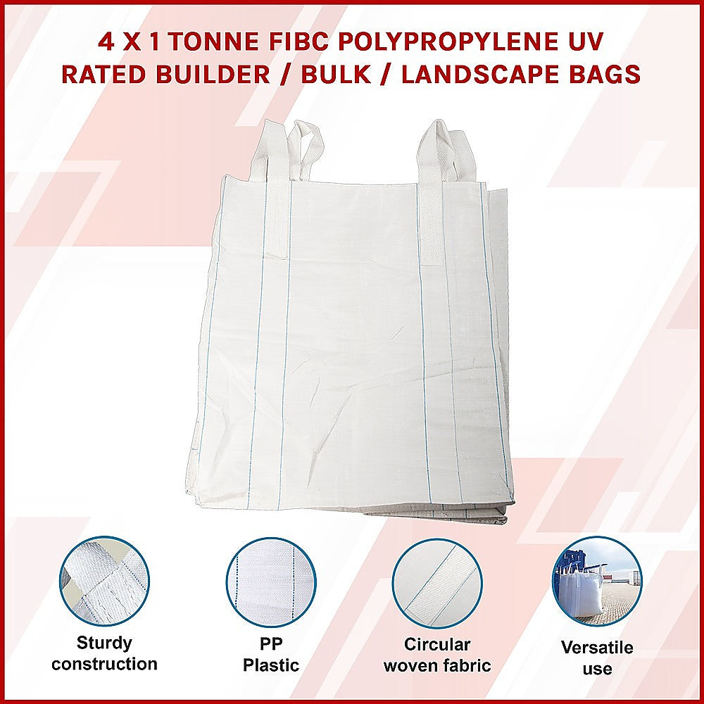 4 x 1 tonne FIBC Polypropylene UV Rated Builder / Bulk / Landscape Bags 3