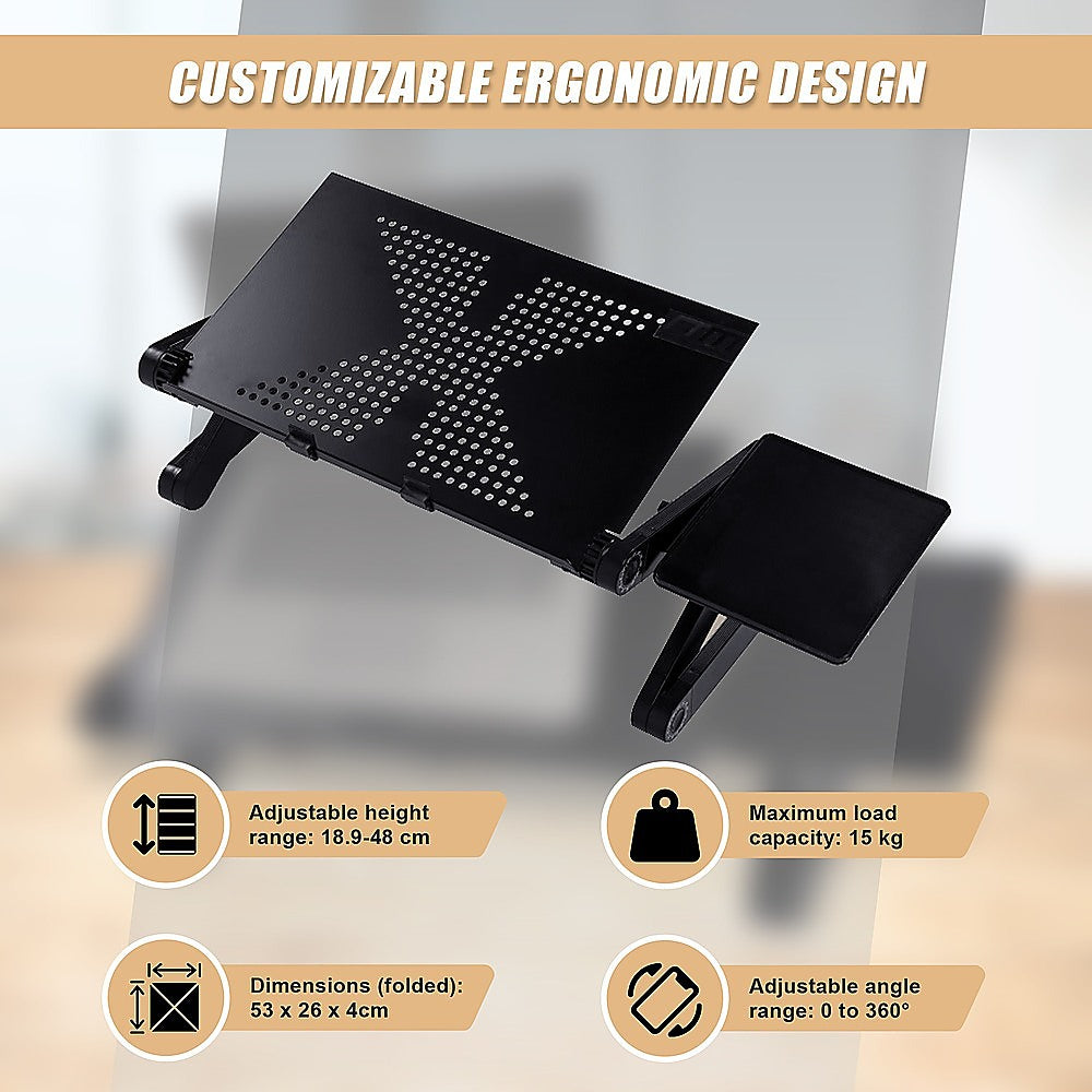 Aluminium Alloy Folding Laptop Computer Stand Desk Table Tray On Bed Mouse 8