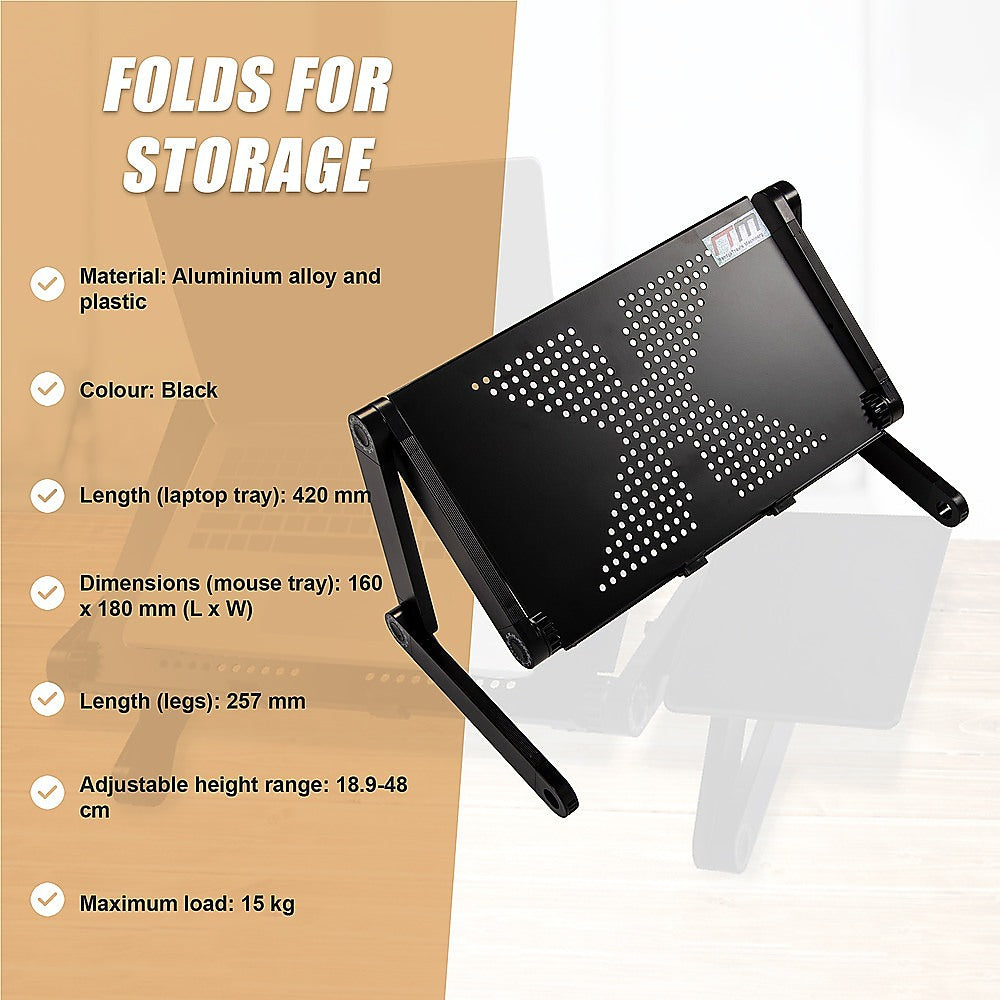 Aluminium Alloy Folding Laptop Computer Stand Desk Table Tray On Bed Mouse 9