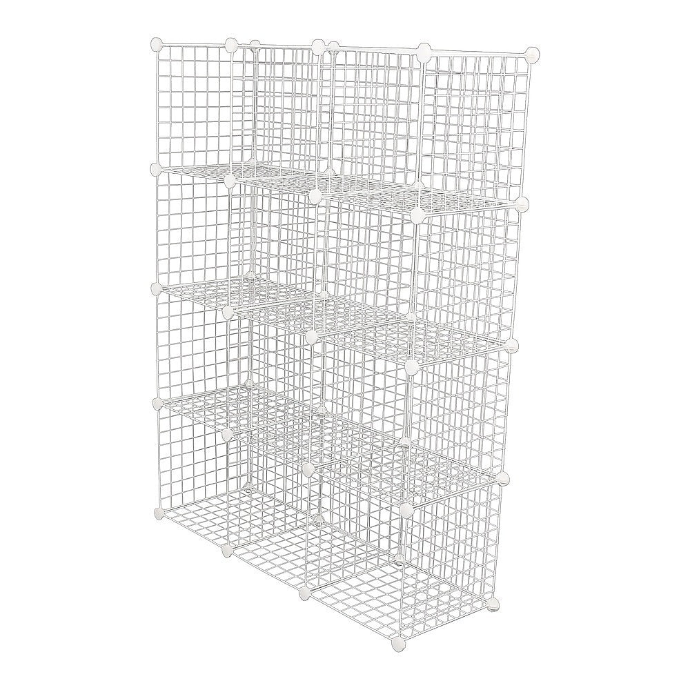 12 Cube Wire Grid Organiser Bookcase Storage Cabinet Wardrobe Closet White