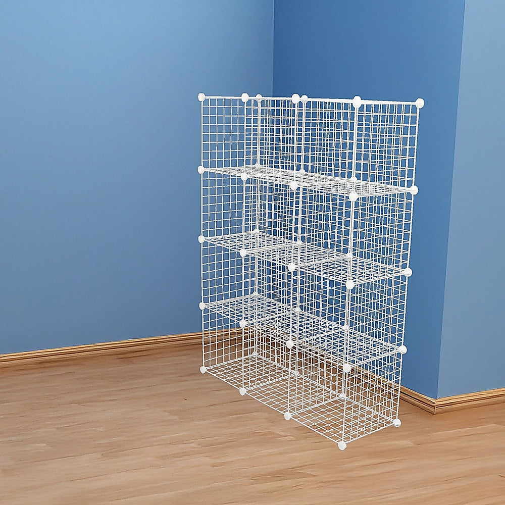 12 Cube Wire Grid Organiser Bookcase Storage Cabinet Wardrobe Closet White 5