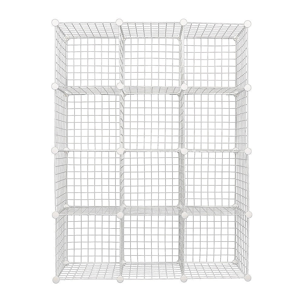 12 Cube Wire Grid Organiser Bookcase Storage Cabinet Wardrobe Closet White 7