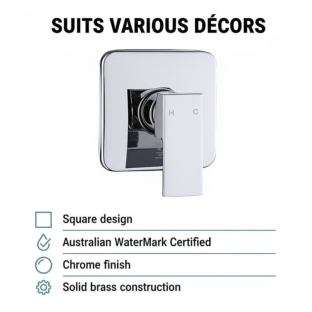 Shower Bath Mixer Tap Bathroom WATERMARK Approved - Chrome 9