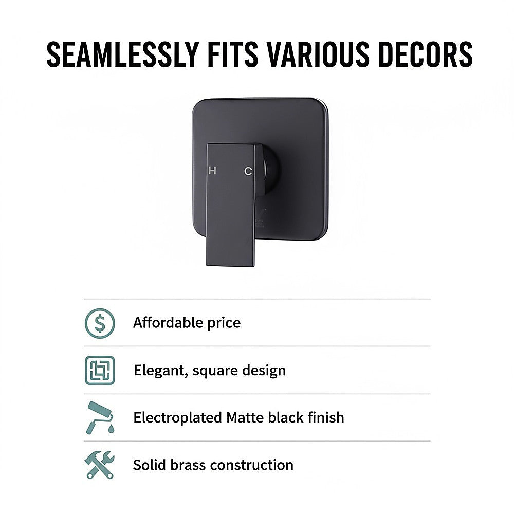 Shower Bath Mixer Tap Bathroom WATERMARK Approved - Electroplated Matte Black 9