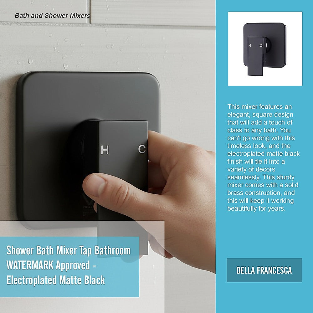 Shower Bath Mixer Tap Bathroom WATERMARK Approved - Electroplated Matte Black 10