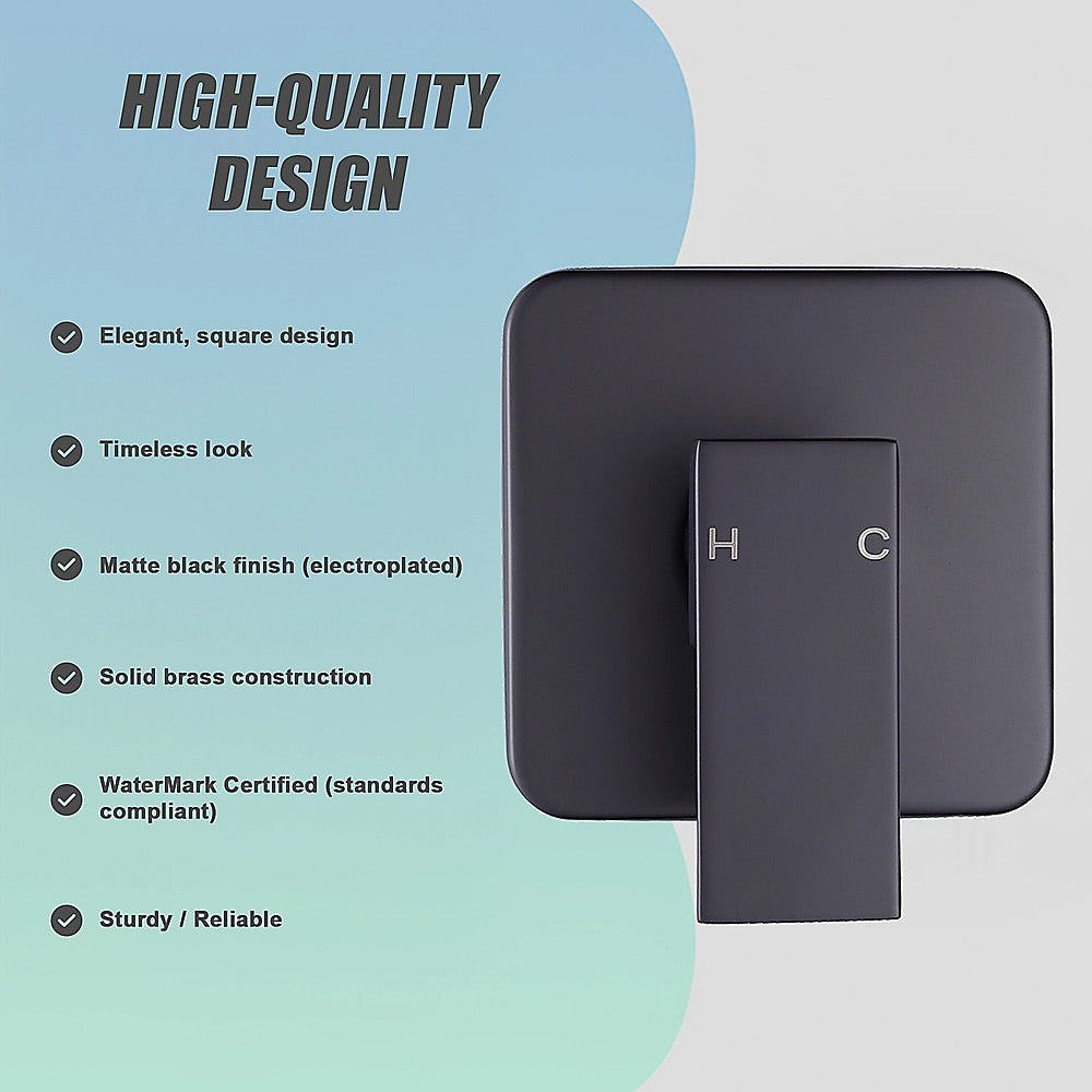 Shower Bath Mixer Tap Bathroom WATERMARK Approved - Electroplated Matte Black 11