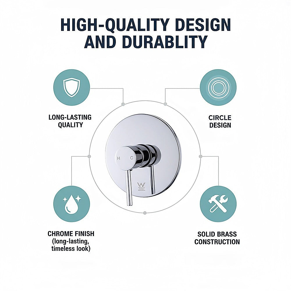 Shower Bath Mixer Tap Bathroom WATERMARK Approved - Chrome 9