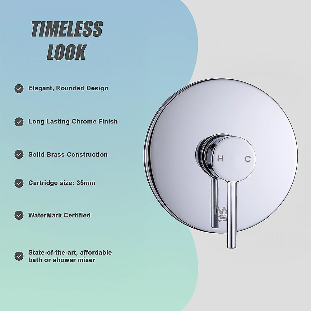 Shower Bath Mixer Tap Bathroom WATERMARK Approved - Chrome 11