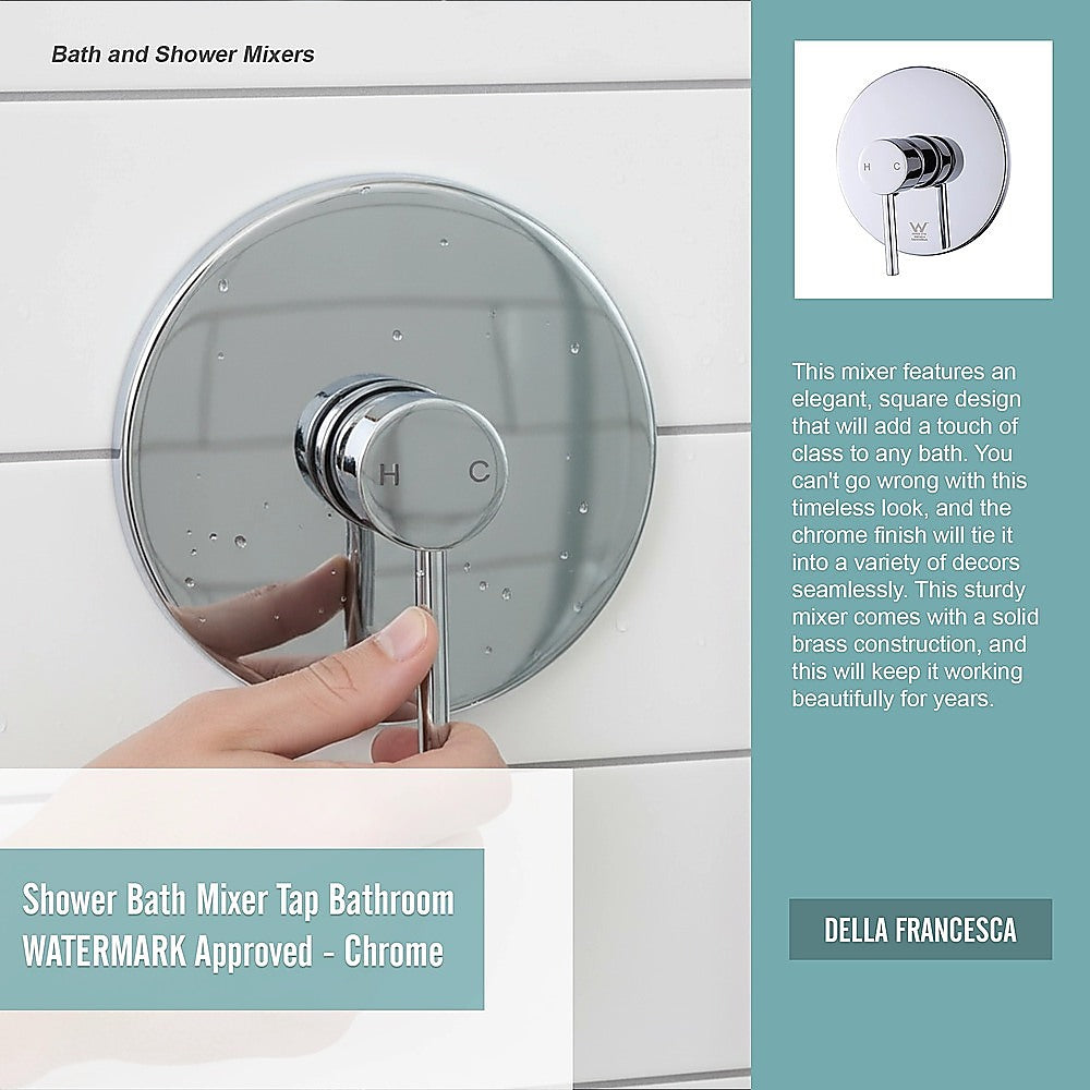 Shower Bath Mixer Tap Bathroom WATERMARK Approved - Chrome 10
