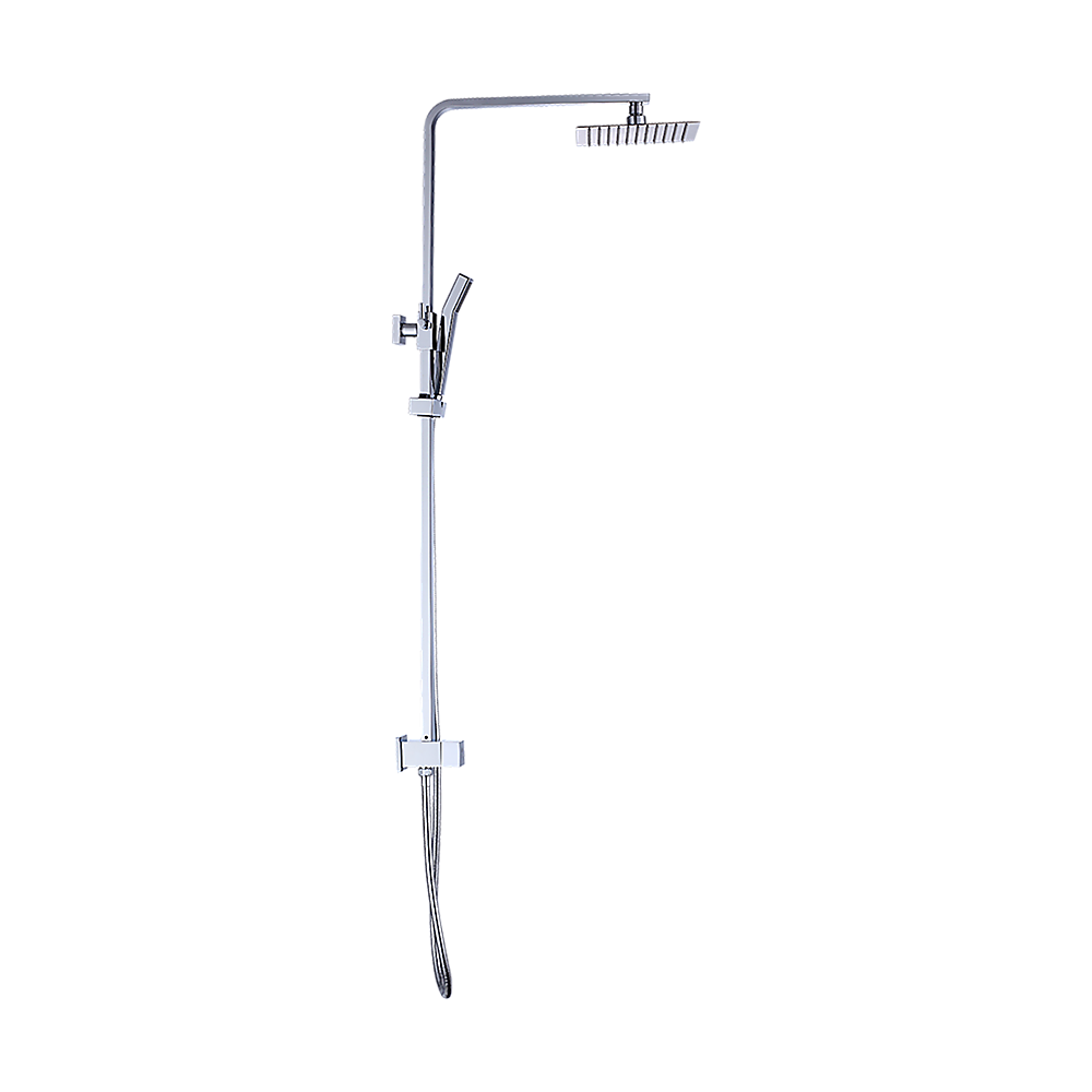 WELS 8" Rain Shower Head Set Square Dual Heads Faucet High Pressure Hand Held 4