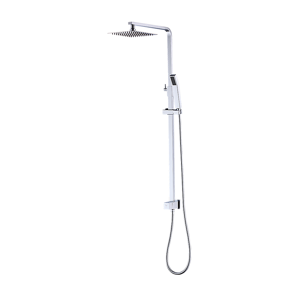 WELS 8" Rain Shower Head Set Square Dual Heads Faucet High Pressure Hand Held 9