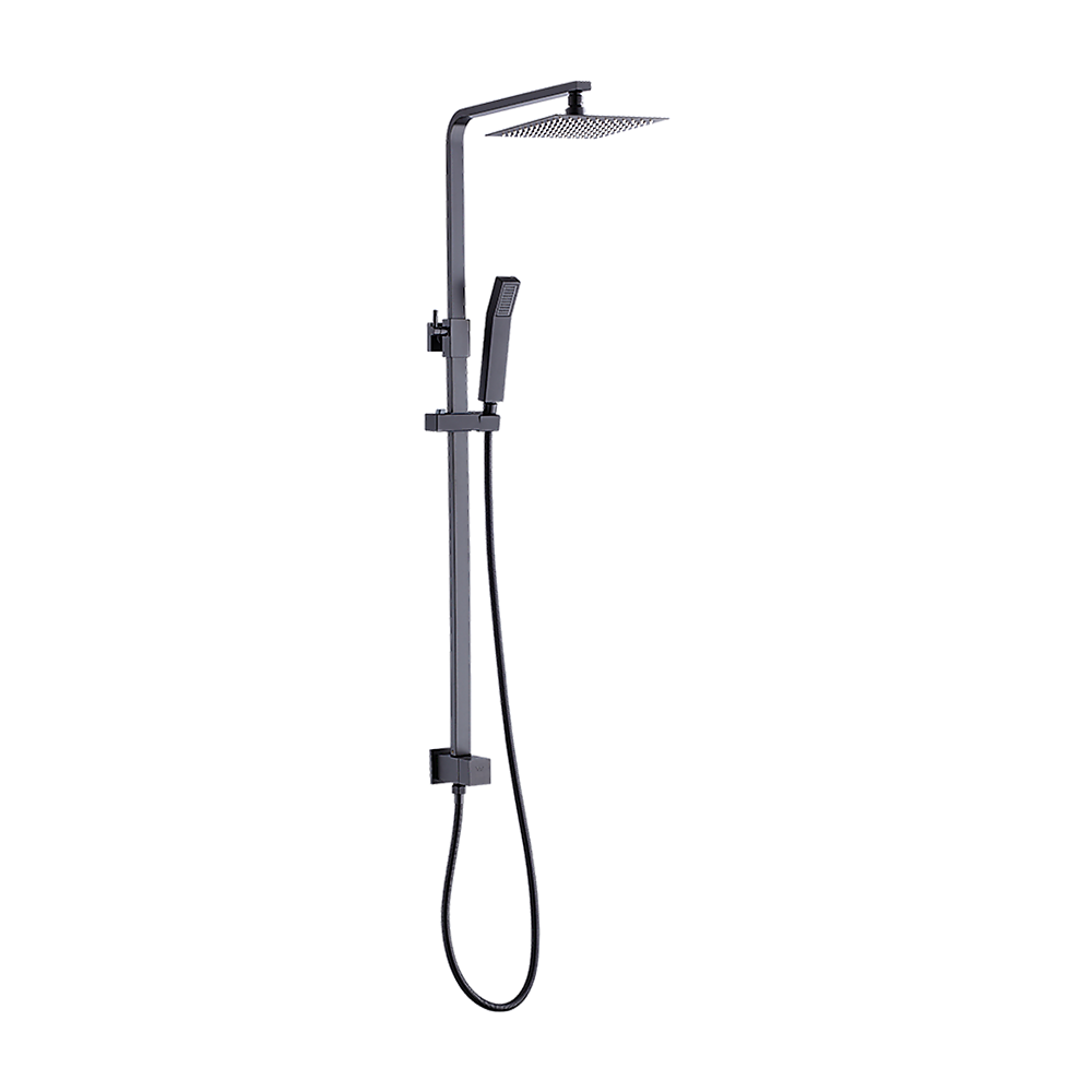 WELS 8" Rain Shower Head Set Square Dual Heads Faucet High Pressure Hand Held 4