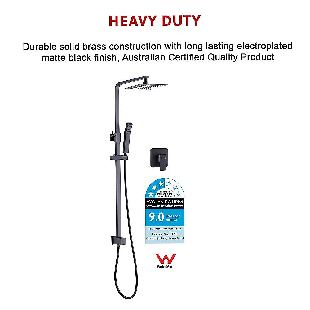 WELS 8" Rain Shower Head Set Square Dual Heads Faucet High Pressure With Mixer 11