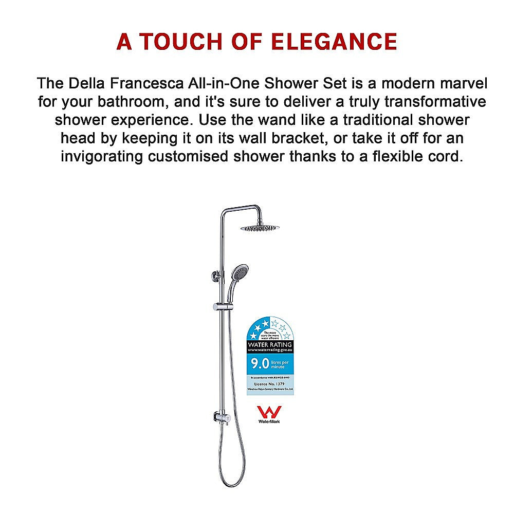 WELS 8" Rain Shower Head Set Rounded Dual Heads Faucet High Pressure Hand Held 11