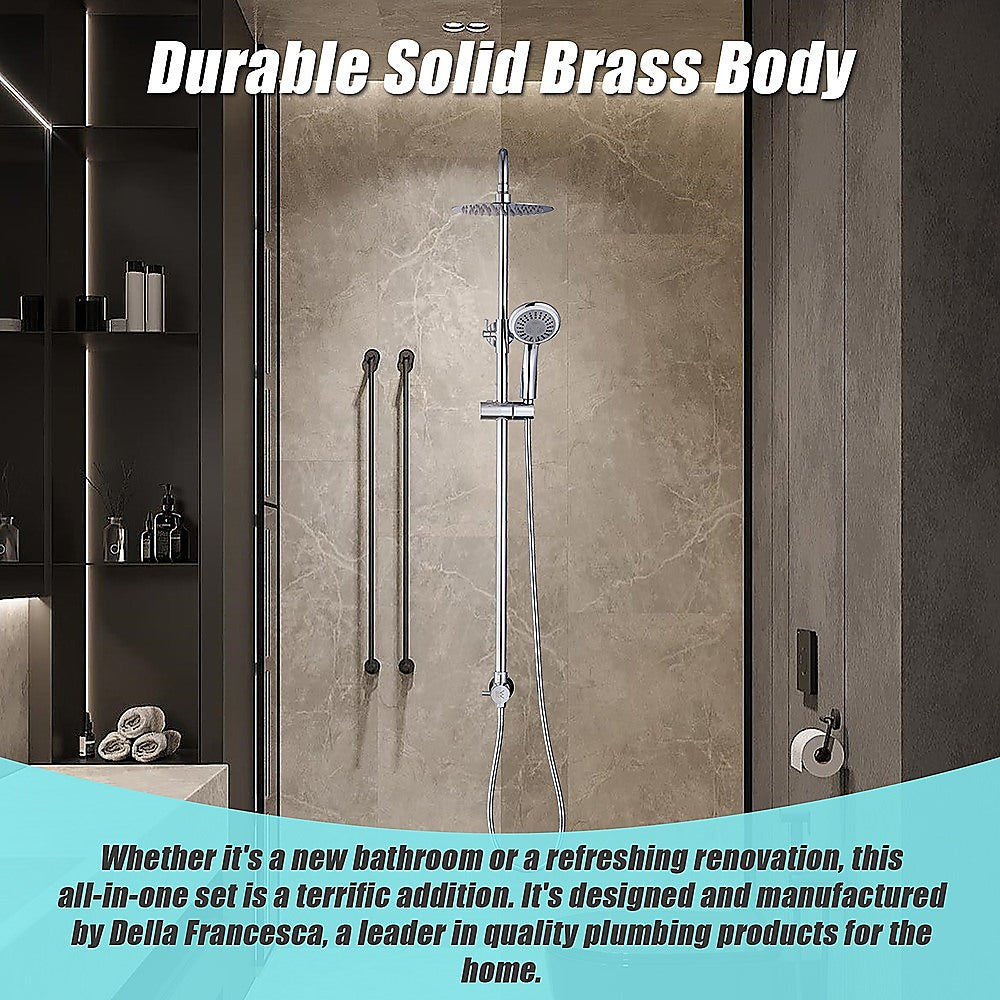 WELS 8" Rain Shower Head Set Rounded Dual Heads Faucet High Pressure Hand Held 6