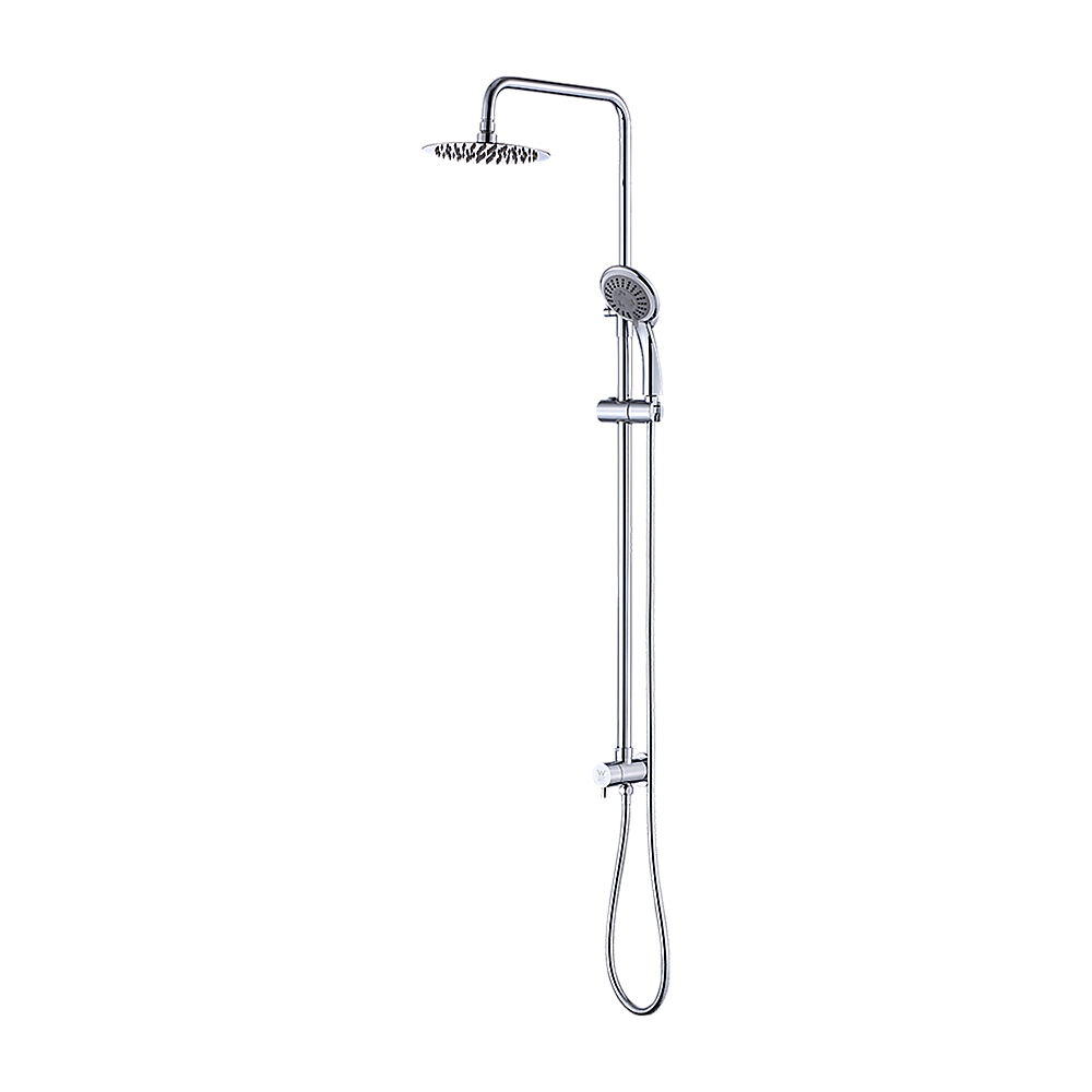 WELS 8" Rain Shower Head Set Rounded Dual Heads Faucet High Pressure Hand Held 9