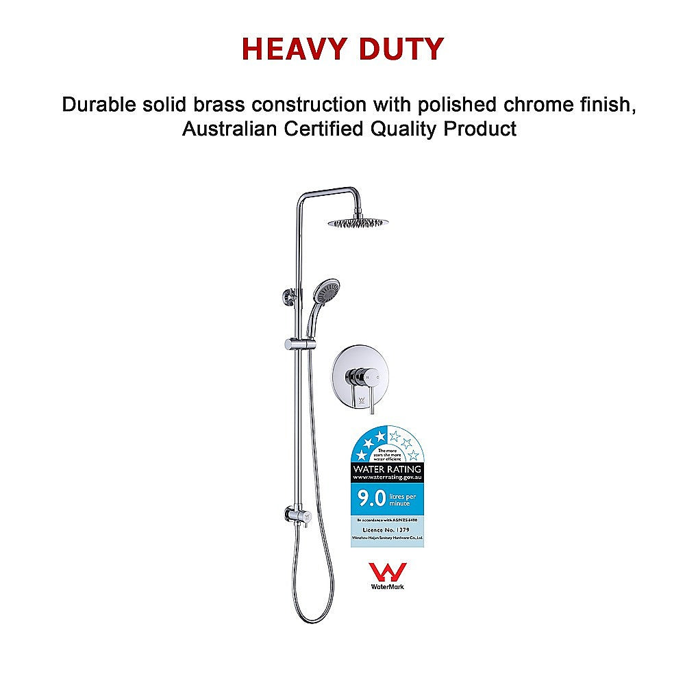 WELS 8" Rain Shower Head Set Rounded Dual Heads Faucet High Pressure With Mixer 7