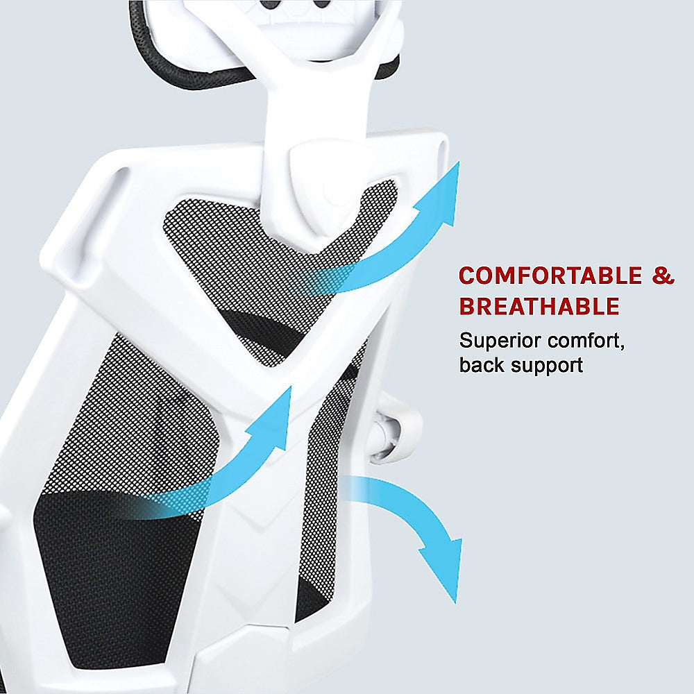 Office Chair Gaming Computer Chairs Mesh Back Foam Seat - White 5