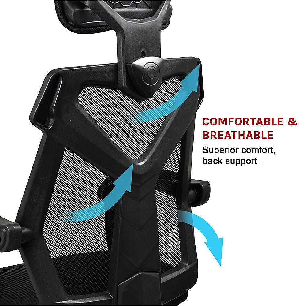 Office Chair Gaming Computer Chairs Mesh Back Foam Seat - Black 5