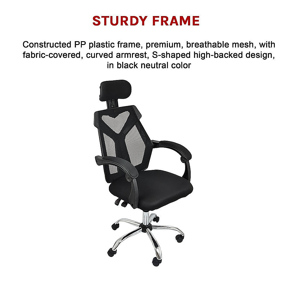 Office Chair Gaming Computer Chairs Mesh Back Foam Seat - Black 10
