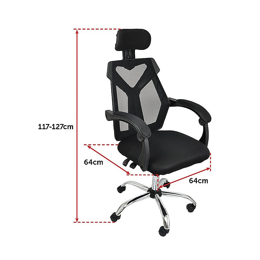 Office Chair Gaming Computer Chairs Mesh Back Foam Seat - Black 11