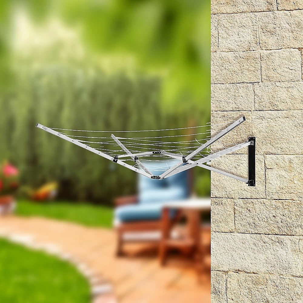 26m 5 Arm Wall Hang Mountable Clothes Airer Dryer Washing Line Bathroom Kitchen 5