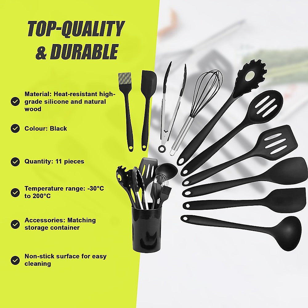 11pcs Kitchen Utensil Set Silicone Heat-Resistant Non-Stick Kitchen Utensils kit 9