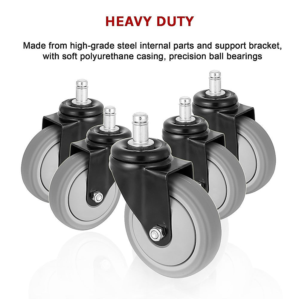 5x Office Chair Caster Wheels Set Heavy Duty & Safe for All Floors w/Universal Fit 12