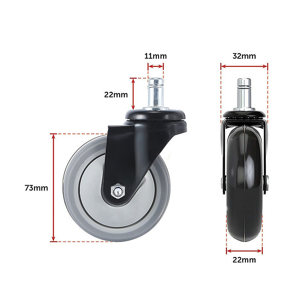 5x Office Chair Caster Wheels Set Heavy Duty & Safe for All Floors w/Universal Fit 13