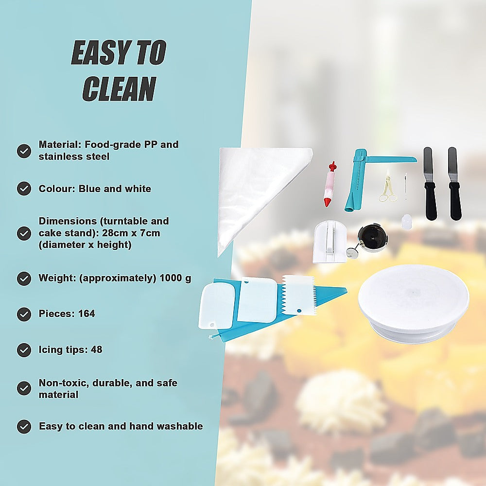 164Pcs Cake Decorating Kit Turntable Rotating Baking Flower Icing Piping Nozzles 8