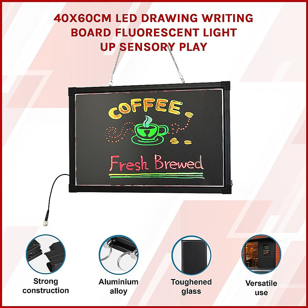 40x60cm LED Drawing Writing Board Fluorescent Light Up Sensory Play 3