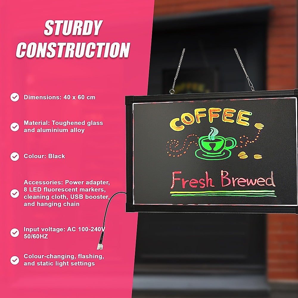 40x60cm LED Drawing Writing Board Fluorescent Light Up Sensory Play 8