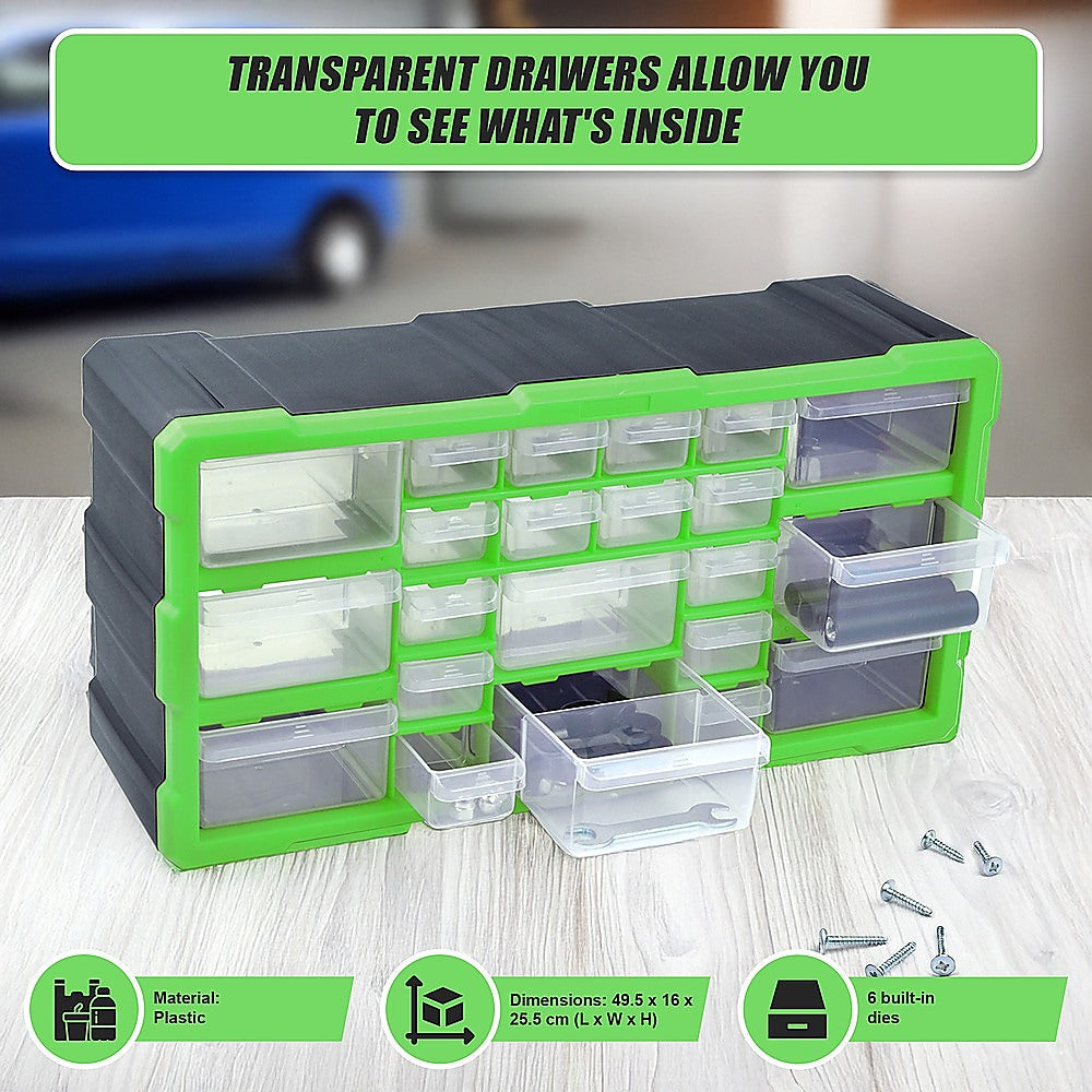 22 Multi Drawer Parts Storage Cabinet Unit Organiser Home Garage Tool Box 9