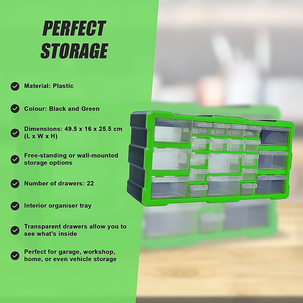 22 Multi Drawer Parts Storage Cabinet Unit Organiser Home Garage Tool Box 10