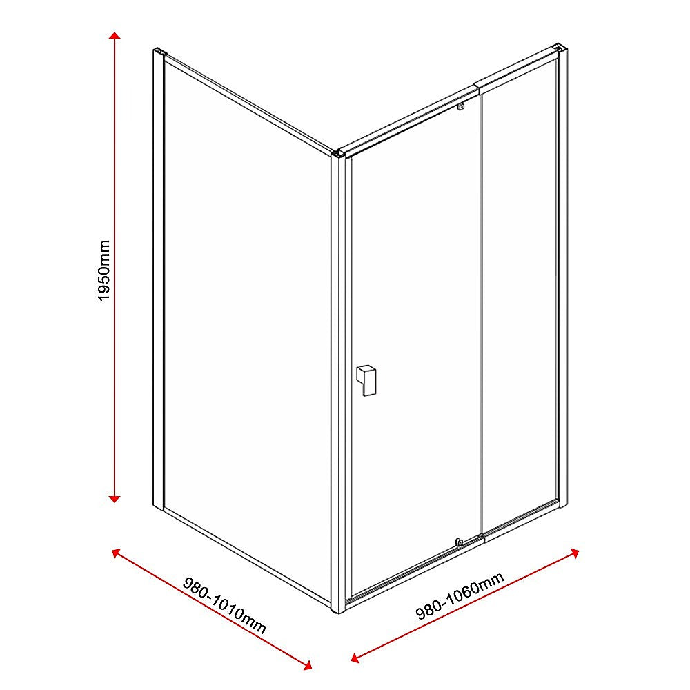 Semi Frameless Shower Screen (98~106)x 195cm & (98~101)x 195cm Side AS/NZS Glass 8