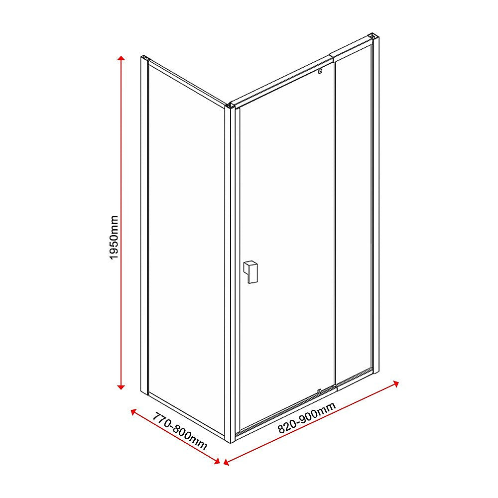 Semi Frameless Shower Screen (82~90)x 195cm & (77~80)x 195cm Side AS/NZS Glass 8
