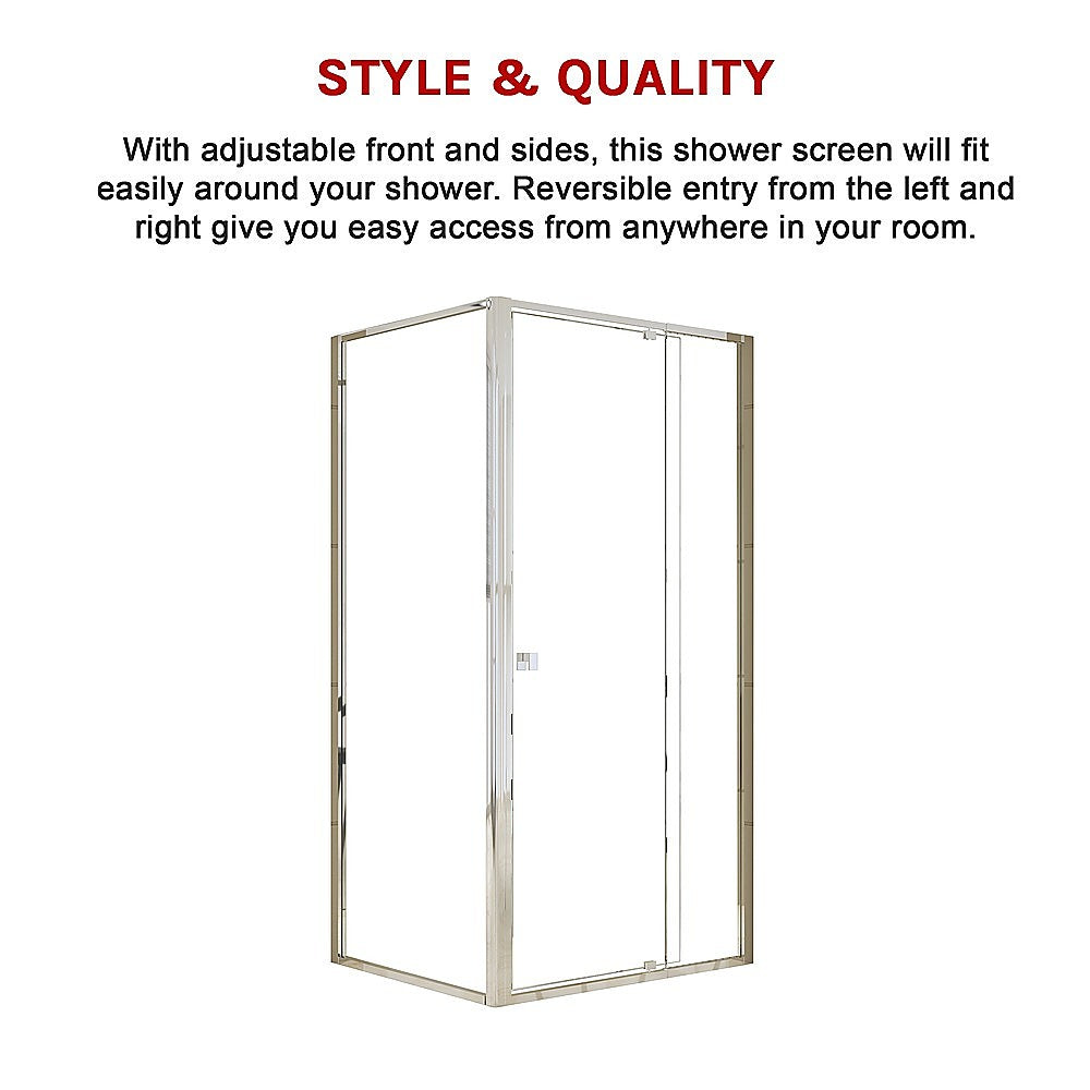 Semi Frameless Shower Screen (98~106)x 195cm & (77~80)x 195cm Side AS/NZS Glass 7
