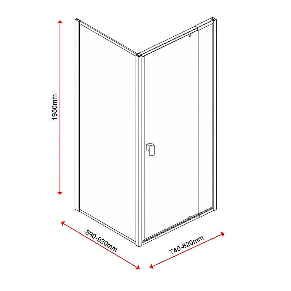 Semi Frameless Shower Screen (74~82)x 195cm & (89~92)x 195cm Side AS/NZS Glass 8