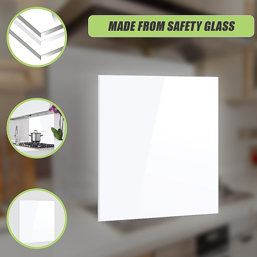 Toughened 90cm x 70cm White Glass Kitchen Splashback 7