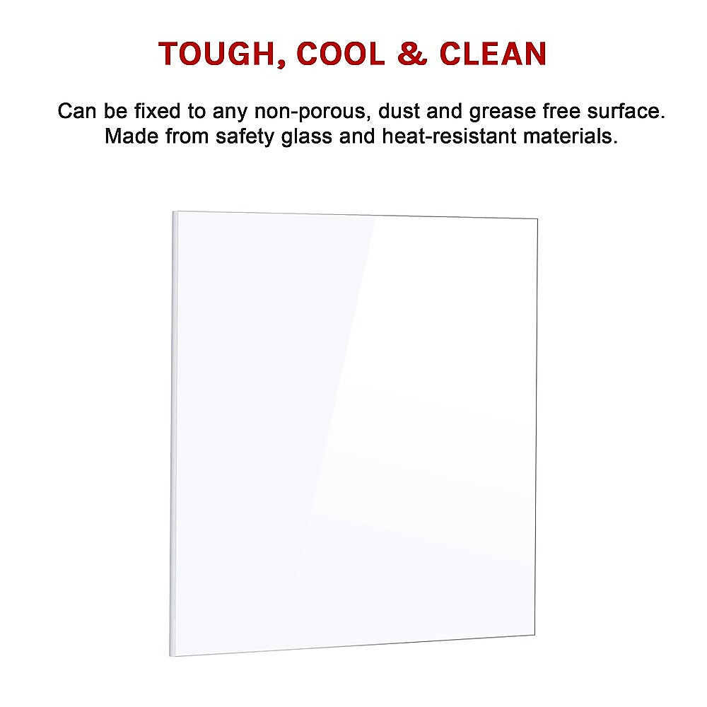 Toughened 90cm x 75cm White Glass Kitchen Splashback 10