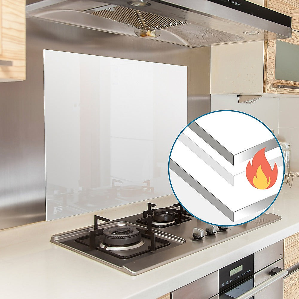Toughened 60cm x 70cm White Glass Kitchen Splashback 5